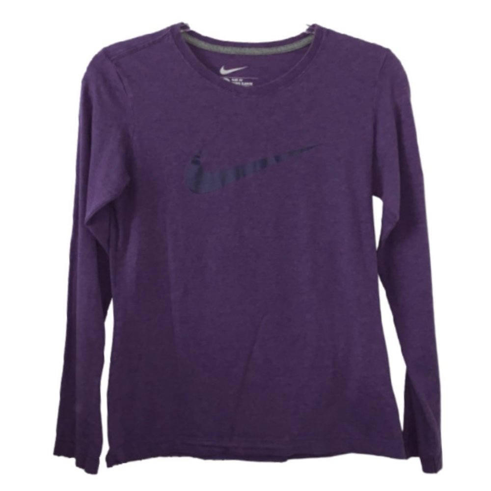Nike Slim Fit Long Sleeve Purple T-Shirt